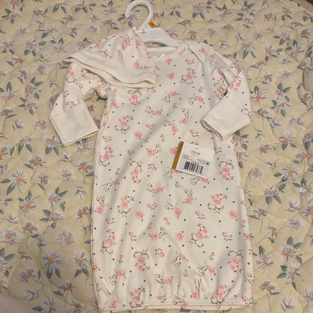 Little Me Floral Sleep Sack - White and Pink